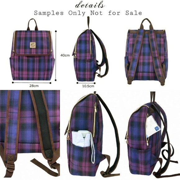 Waterproof Plaid Flip Backpack for School Work - Picture 3 of 12